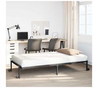 Bed frame Foldable Steel Black 90x200cm Wheels Space-Saving Slatted Base Storage