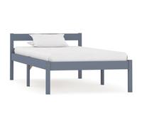 Bed frame grey solid pine wood 90 x 200 cm slatted platform bed frame single eco [EEK: A]