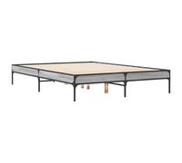 Bed Frame Grey Sonoma 135x190 cm Double Engineered Wood and Metal vidaXL