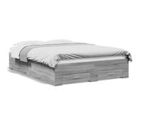 Bed Frame Grey Sonoma 135x190 cm Engineered Wood Double with Drawers +StorageBox [EEK: A]