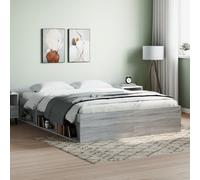 Bed Frame Grey Sonoma 140x190 cm Engineered Wood Solid Pine Plywood With Storage [EEK: A]