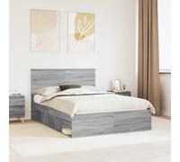 Bed frame Grey Sonoma 140x200cm Solid Pine & Engineered Wood Modern Minimal Head