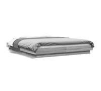 Bed Frame Grey Sonoma 150x200 cm Engineered Wood Plywood Slatted King Modern UK [EEK: A]