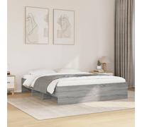 Bed frame Grey Sonoma 160x200 cm Engineered Wood Slatted Storage Compartments UK