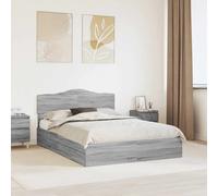 Bed Frame Grey Sonoma 160x200 cm Engineered Wood Storage Drawers Headboard In
