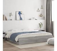 Bed frame Grey Sonoma 160x200cm Engineered Wood Low Platform Storage Drawers 6pc