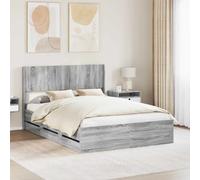 vidaXL Bed Frame with Storage and Headboard Grey Sonoma 160 x 200 cm, Grey