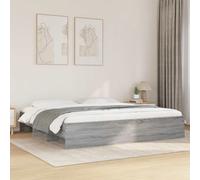 Bed Frame Grey Sonoma 180x200cm Engineered Wood Slatted Storage King Modern Low