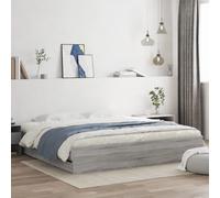 Bed frame Grey Sonoma 200x200 cm Engineered Wood Storage Drawers 6-Drawer Modern