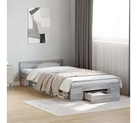 Bed frame Grey Sonoma 90x190cm Single Engineered Wood with Storage Drawer in