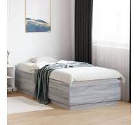 Bed Frame Grey Sonoma 90x200cm Engineered Wood Modern Plywood Slat Base Minimal