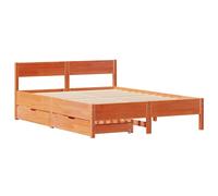 Bed Frame & Headboard Wax Brown 120x190 cm Small Double Solid Wood Pine vidaXL