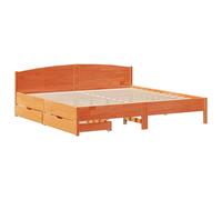 (wax brown, 180 x 200 cm) vidaXL Bed Frame with Headboard Bed Base Wax Solid Wood Pine