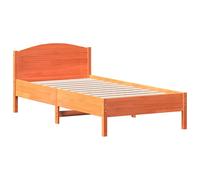 Bed Frame & Headboard Wax Brown 75x190 cm Small Single Solid Wood Pine vidaXL