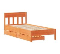 Bed Frame & Headboard Wax Brown 75x190 cm Small Single Solid Wood Pine vidaXL