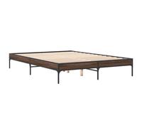 Bed Frame Home Base Brown Oak 140x200 cm Engineered Wood and Metal vidaXL