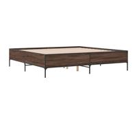 Bed Frame Home Base Brown Oak 200x200 cm Engineered Wood and Metal vidaXL
