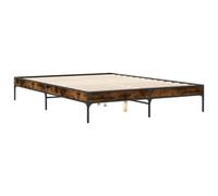 vidaXL Bed Frame Smoked Oak 140x200 cm Engineered Wood and Metal UK GF0