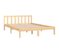 vidaXL Solid Pinewood Bed Frame White 140x190 cm Furniture Bedstead Bed Base