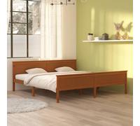 Bed Frame Honey Brown Pinewood & Plywood 120x200cm Sturdy Slatted Modern Single