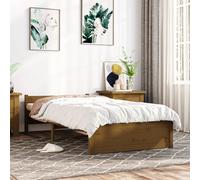 Bed frame honey brown solid pine wood 75x190 cm small single 2FT6 with headboard [EEK: A]