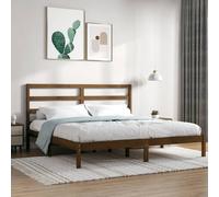 Bed Frame Honey Brown Solid Pinewood 200x200 cm Classic Slatted Base with slats [EEK: D]