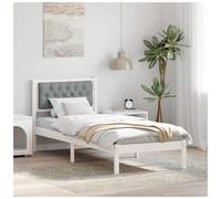 Bed frame Light Grey 90x190cm Solid Pine Wood Upholstered Headboard Single Plus