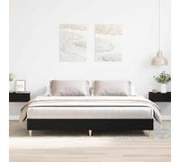 Bed Frame Low Floor Black Oak 203x203x25cm Engineered & Solid Pine Wood Slatted