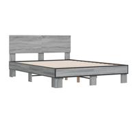 (grey sonoma, 135 x 190 cm) vidaXL Bed Frame Home Bed Base Sonoma Oak 90x200 cm Engineered Wood and Metal
