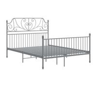 vidaXL Bed Frame Grey Metal Home 140x200 cm Bedroom Furniture Unit Bedstead