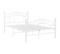 Metal Bed Frame White Powder-Coated 120x200 cm Double Slatted Heavy-Duty Support [EEK: A]