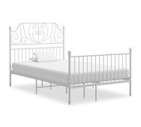 Bed Frame Metal Powder-Coated White 120x200 cm Sturdy Slatted Platform FrameOnly