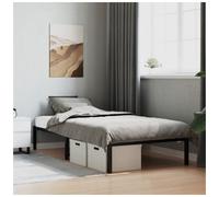 Bed Frame Metal Steel Black 100x200cm Robust Slatted Guest Bed Easy with Storage