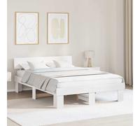 Bed Frame Modern Solid Pine Wood White 160x200 cm Headboard Slatted Minimal Cozy