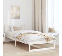 Bed Frame Narrow Single 75x190cm Solid Pine Wood White Slatted Headboard Modern