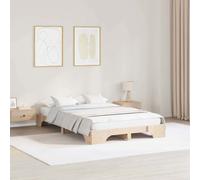 Bed Frame Natural 135 x 190 cm Solid Pine Wood