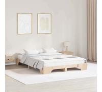 Bed Frame Natural 140 x 200 cm Solid Pine Wood