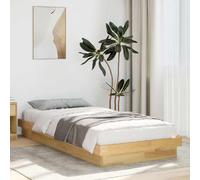 Bed Frame Natural Oak Solid Oak Low Floor Slatted Base 80x200 cm Compact Single