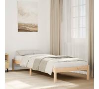 Bed frame natural solid pine 80x220cm extra long slatted rustic design untreated