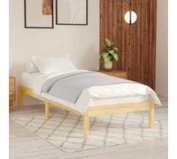 Bed frame Natural solid pine extra long 80x210 cm slatted single untreated wood