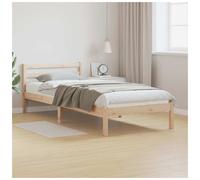 Bed Frame Natural Solid Pine Wood 100x220 cm Modern Minimalist Headboard Single