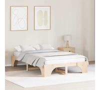 Bed Frame Natural Solid Pine Wood 135 x 190 cm 30 cm Height Modern Slatted Sleek [EEK: A]