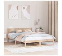 vidaXL Bed Frame with Headboard Natural 150 x 200 cm Solid Pine Wood