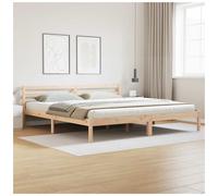 Bed Frame Natural Solid Pine Wood 200x210cm Slatted Frame Headboard Modern Eco