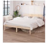 Bed frame Natural Solid Pinewood 120x200 cm Small Single 75x190 Sturdy Headboard