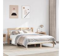 Bed frame natural solid pinewood 120x200 cm with 2 headboard shelves unfinished [EEK: A]