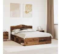 Bed Frame Old Wood 140x190 cm Solid Pine & Engineered Wood Modern Minimal Design