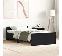 Bed Frame Single 80x200cm Black Oak Engineered Wood Headboard Modern ScandiLook