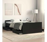 Bed Frame Single 90x190cm Black Oak Engineered Wood Storage Drawer Modern Sturdy