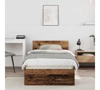 Bed Frame Single 90x190cm Old Wood Engineered Wood Headboard Minimal Compact UK